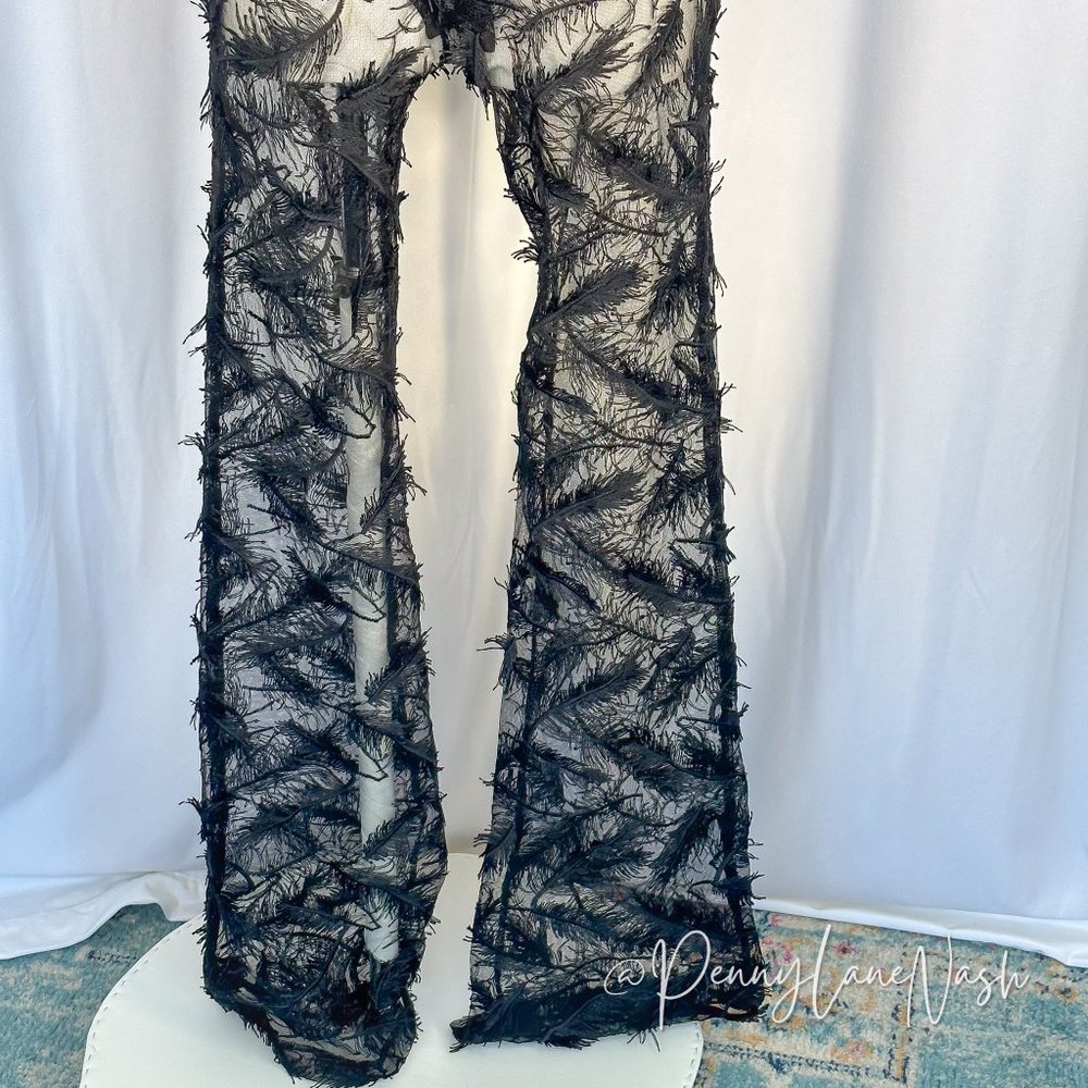 NWT L'Atiste Sexy Black Lace Applique Flare Leg Jumpsuit - Picture 11 of 14